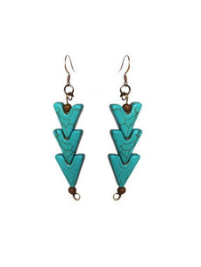 Turquoise Warrior Earrings - Triple - Sasha L JEWELS LLC